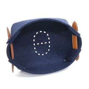 Hermes Vidopoche Paspas GM Case Felt Leather Navyx Brown Shoulder Bag